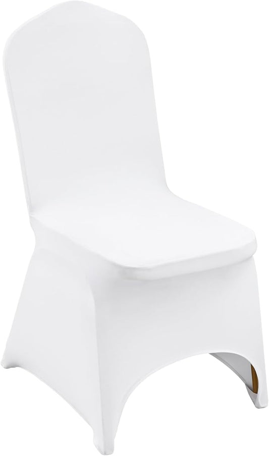 VEVOR 100 Pcs White Chair Covers Polyester Spandex Chair Cover Stretch Slipcovers for Wedding Party Dining Banquet Chair Decoration Covers