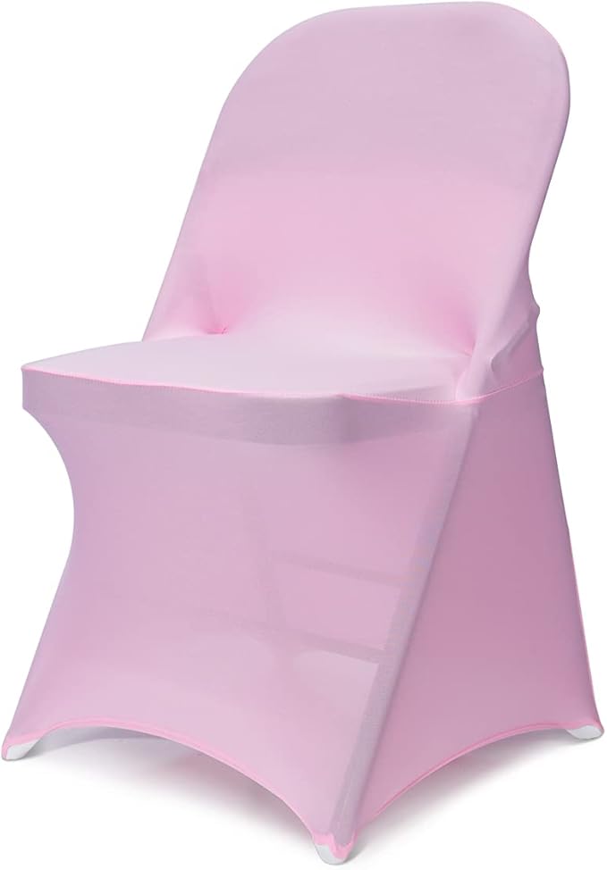 Babenest Spandex Folding Chair Covers - 30PCS Upgraded Universal Stretch Washable Fitted Chair Slipcovers Protector for Wedding, Holidays, Banquet, Party, Celebration (Pink)