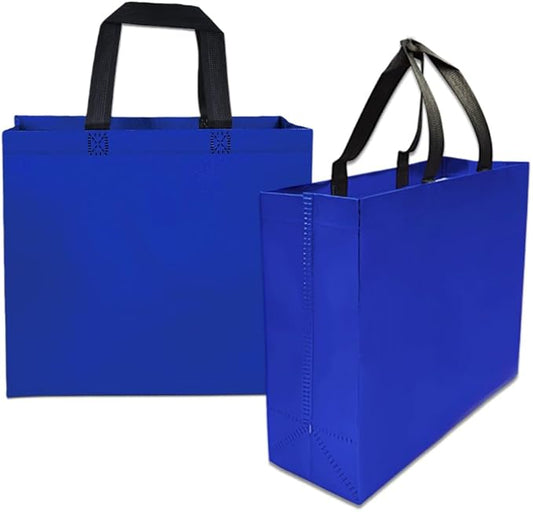 huichuan 12 Pack Blue Gift Bags with Handles, Reusable Tote Bag for Women Kids, Eco-Friendly Non-Woven Party Favor Goodie Bags Bulk for Valentine's Day, Birthday, Wedding, Baby Shower Treats