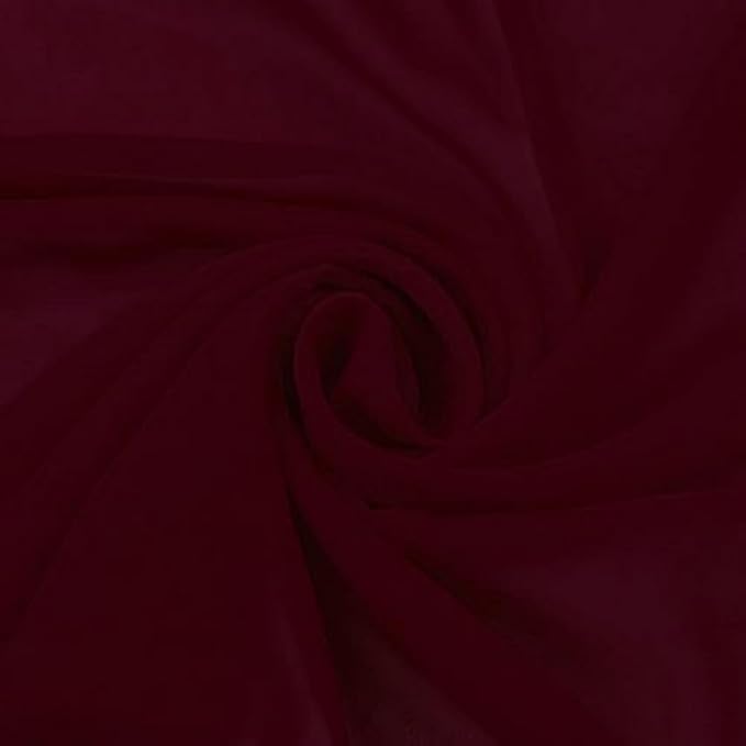 YYCRAFT Chiffon Fabric by The Yard 59" Wide 5 Yards, Dark Red