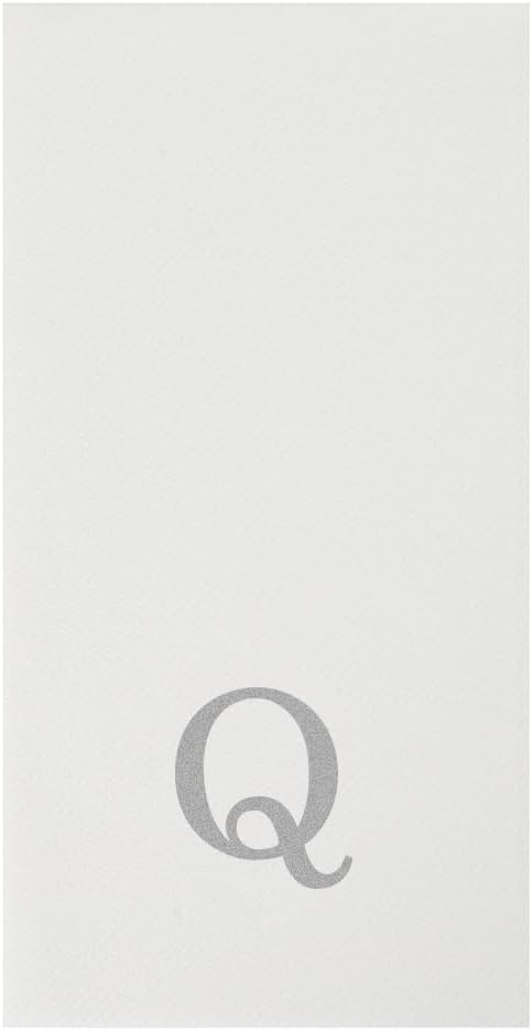 Luxenap 15.8 X 7.9 Inch Linen-Feel Guest Towels, 2000 Lettered Hand Towels - Silver Letter 'Q', Sans Serif Font, White Paper Dinner Napkins, airlaid, For Restrooms And Tables - Restaurantware