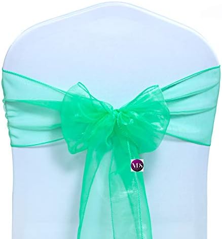 VDS Pack of 300 Organza Chair Sashes for Weddings & Events Décor | Sheer Shiny Dining Chair Bows for Banquet, Party, Reception | Reusable Decorative Sash for Folding & Chiavari Chairs - Mint