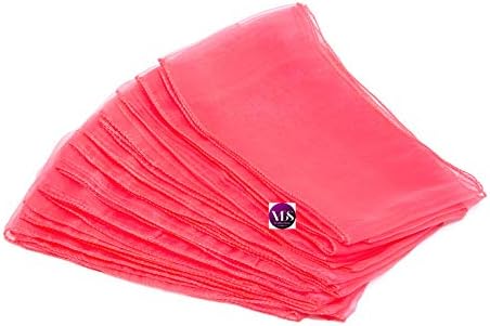 VDS Pack of 50 Organza Chair Sashes for Weddings & Events Décor | Sheer Shiny Dining Chair Bows for Banquet, Party, Reception | Reusable Decorative Sash for Folding & Chiavari Chairs - Coral