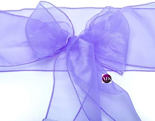VDS Pack of 75 Organza Chair Sashes for Weddings & Events Décor | Sheer Shiny Dining Chair Bows for Banquet, Party, Reception | Reusable Decorative Sash for Folding & Chiavari Chairs - Lavender