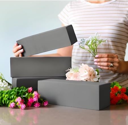 XCEL Floral Foam Blocks - Reusable, Weather Resistant Craft Foam Fresh & Artificial Flower Arrangements, Faux Florist Foam Planters Florist Supplies (Gray 9" x 3" x 3" - 4 Pack)