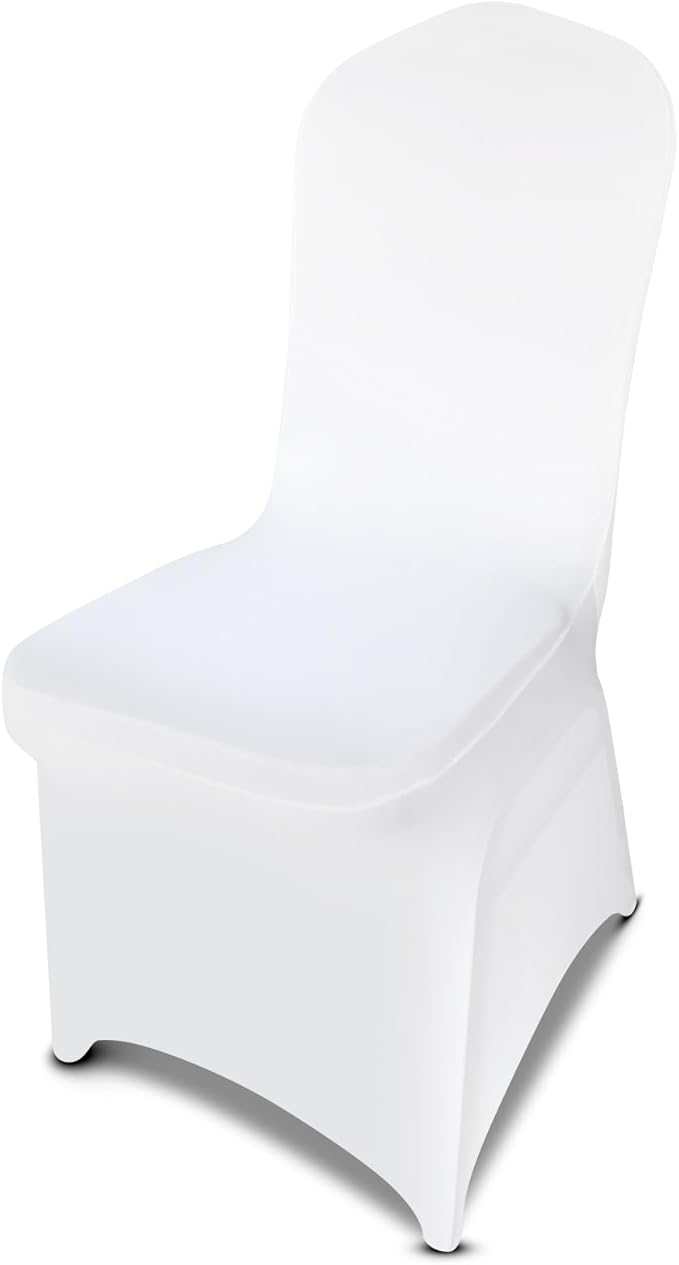 LIUJIAYI 150 Pcs White Stretch Chair Covers - Premium Polyester Spandex Slipcovers for Wedding, Party, Banquet, Dining & Event Chairs