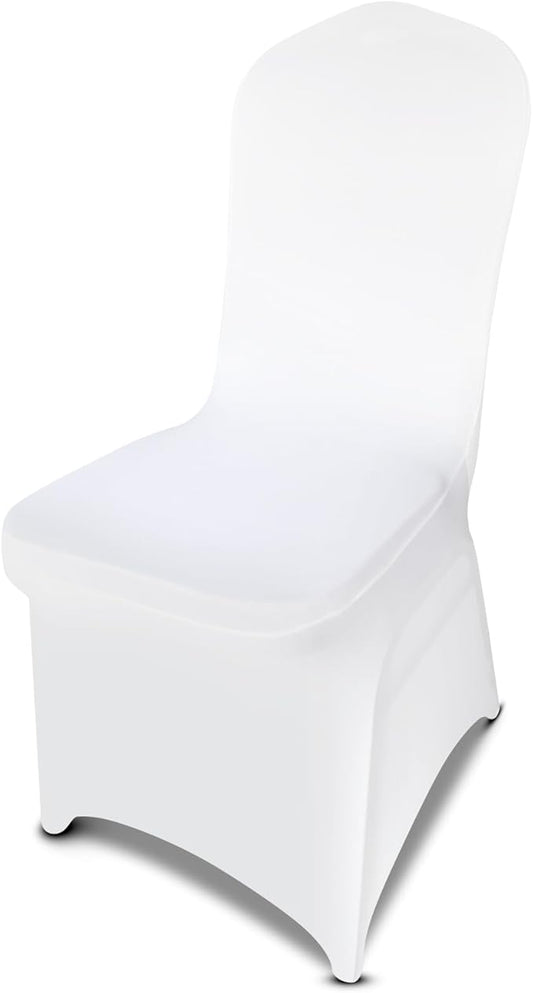 LIUJIAYI 30 Pcs White Stretch Chair Covers - Premium Polyester Spandex Slipcovers for Wedding, Party, Banquet, Dining & Event Chairs