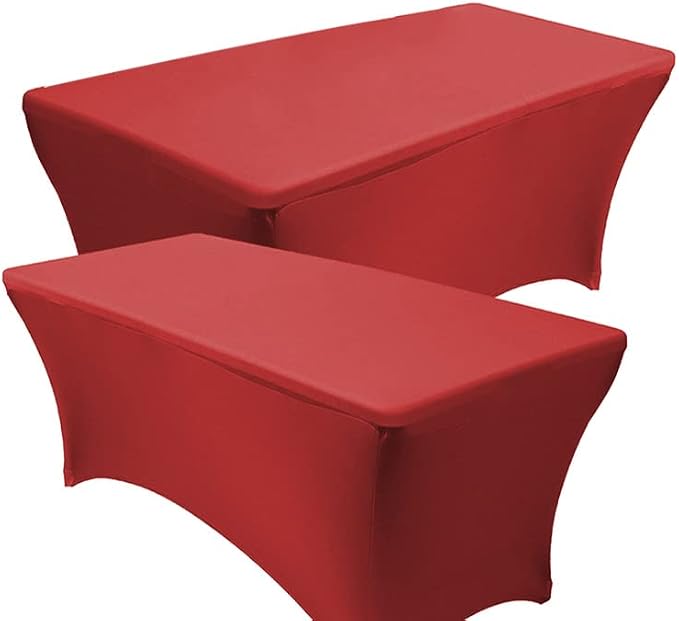 RELIANCER 2 Pack Stretch Spandex Table Covers for Rectangular Tables,8FT Elastic Fitted Tablecloth,Universal Rectangular Table Cloth Protector for Outdoor Party,Wedding,Bar,Birthday,Banquet,Events