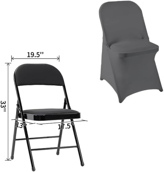 36 PCS Waterproof Stretch Spandex Folding Chair Covers, Dining Room Chair Slipcovers Protector for Wedding, Banquet, Party, Holidays, Celebration and Decoration（Grey）