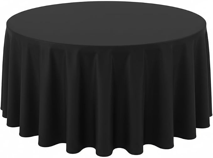 10 Pack Black Round Tablecloths 120 Inch - Stain Resistant Wrinkle Polyester Fabric Washable Table Cloth Cover for Kitchen Dining, Wedding, Reception Banquet, Birthday Party, Buffet Restaurant