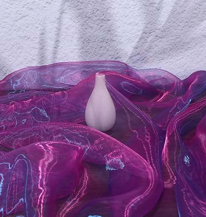 YYCRAFT Two Tone Sheer Organza Fabric by The Yard for Curtain Weddings Decor 2 Yards, Fuschia/Purple