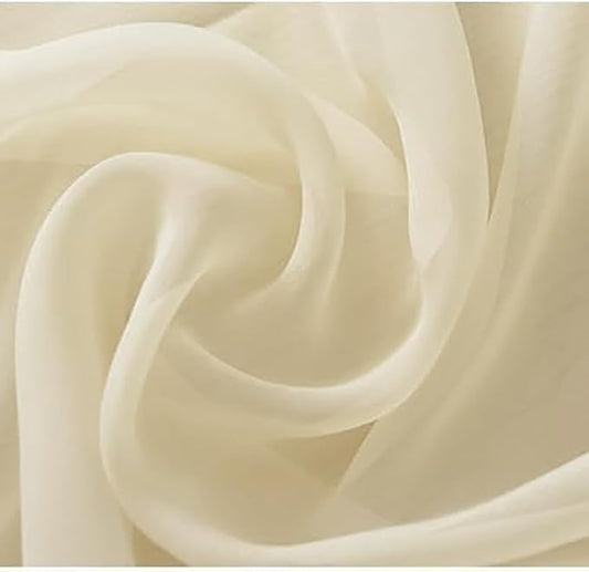 YYCRAFT Chiffon Fabric by the Yard 59" Wide 5 Yards, Ivory