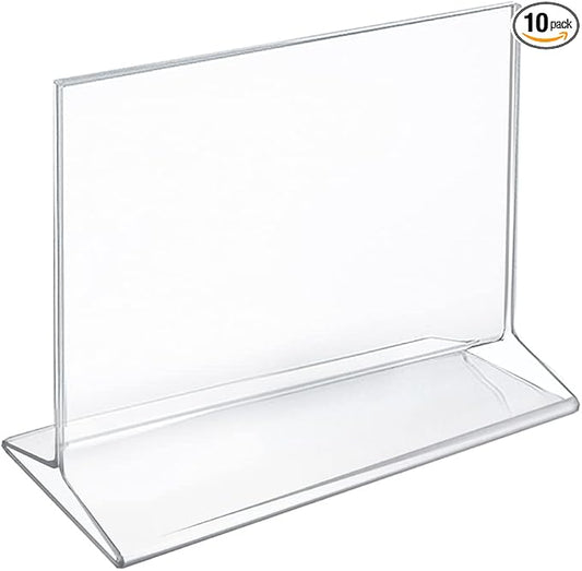 Azar Displays 142707 7-Inch Width by 5.5-Inch Height Top-Load Acrylic Sign Holder, 10-Pack