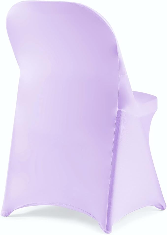 Howhic Folding Chair Covers for Party - 12pcs, Lavender Universal Spandex Fitted Chair Covers for Wedding, Banquet, Conference