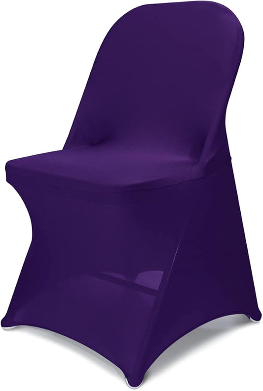 Babenest Spandex Folding Chair Covers - 30 PCS Upgraded Universal Stretch Washable Fitted Chair Slipcovers Protector for Wedding, Holidays, Banquet, Party, Easter Celebration (Purple)