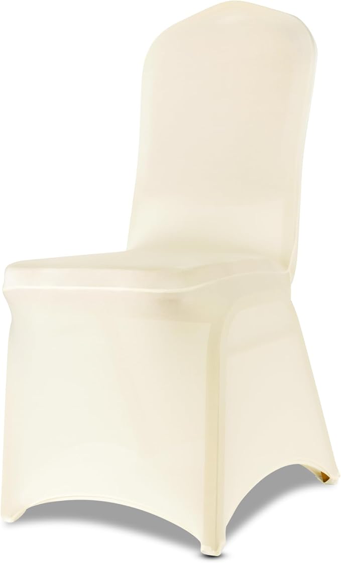LIUJIAYI 12 Pcs Ivory Stretch Chair Covers - Premium Polyester Spandex Slipcovers for Wedding, Party, Banquet, Dining & Event Chairs