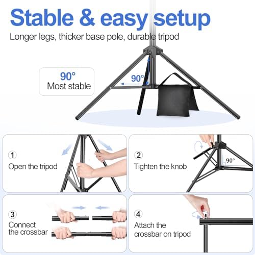 EMART Backdrop Stand 10x7ft(WxH) Photo Studio Adjustable Background Stand Support kit 16"x16" Pull Softbox Photography Lighting Kit with 50W 3000K-6000K LED Bulb with Remote/APP Control