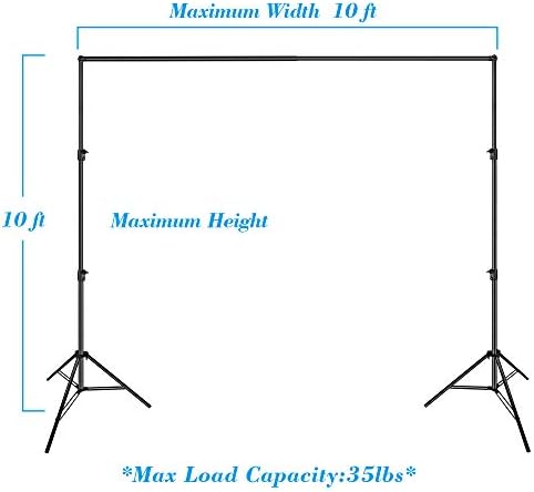 EMART 10 x 10 ft Photo Video Studio Heavy Duty Adjustable Backdrop Support System Kit with Emart 8.5x10ft White Photo Backdrop for Photography