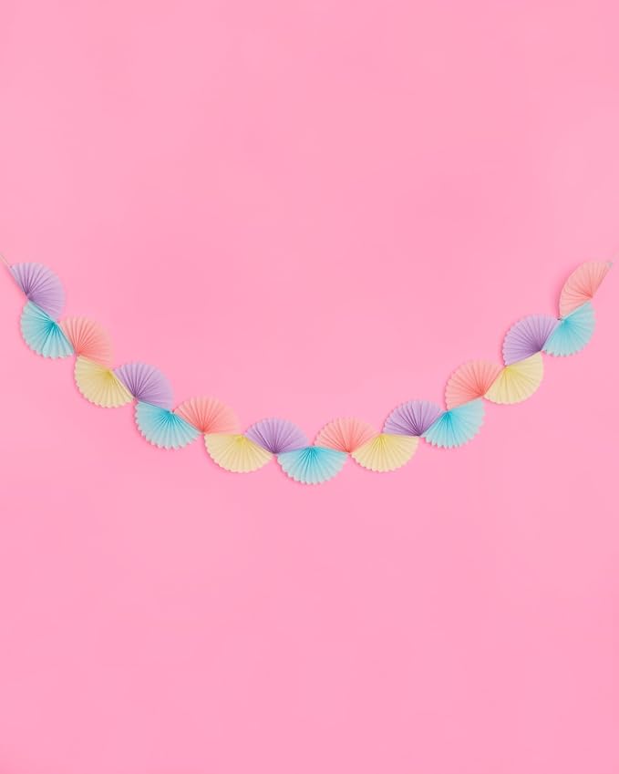 xo, Fetti Pastel Paper Fan Garland - 6 Ft. | 3D Bachelorette Party Decorations, Birthday Party Supplies, Pink Preppy HBD, Easter Decor