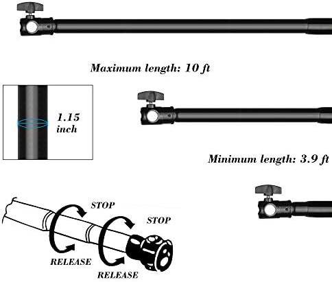 EMART 10 x 10 ft Photo Video Studio Heavy Duty Adjustable Backdrop Support System Kit with Emart 8.5x10ft White Photo Backdrop for Photography