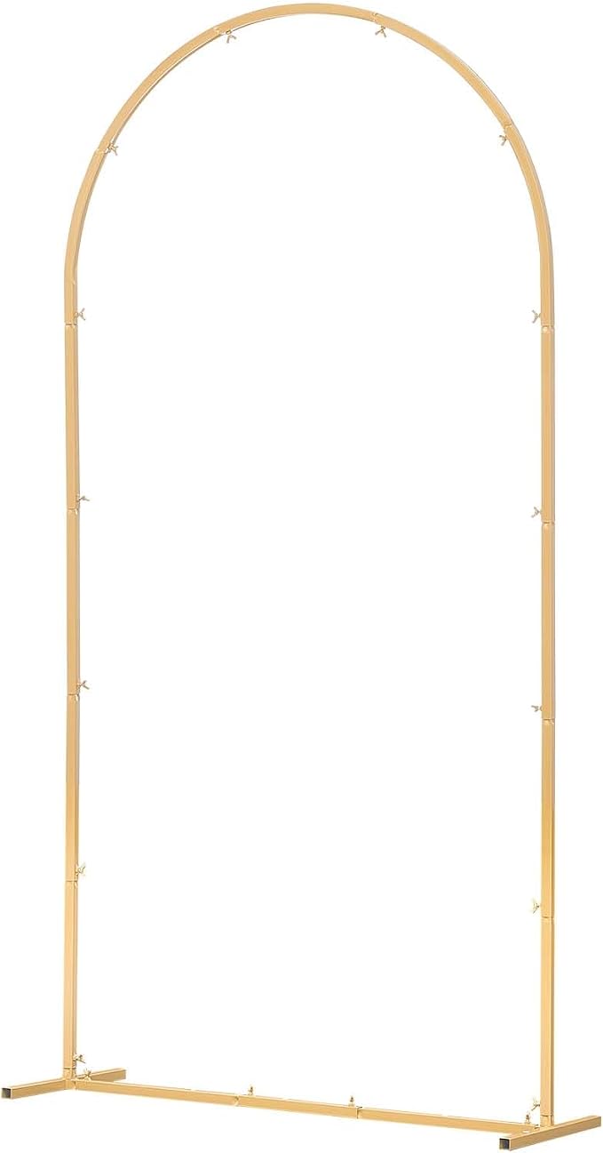 VEVOR Arch Backdrop Stand, 6.6 x 3.3 ft, Stable Structure, Easy Assembly, 1 Set Gold Metal Arch Backdrop Stand for Wedding, Birthday Party, Graduation, Holiday Celebration, and Ceremony Decoration