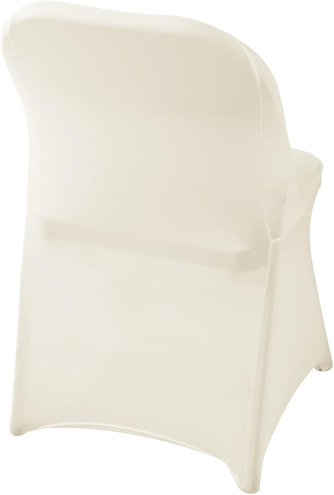 Spandex Chair Cover,12PCS,Living Room Folding Chair Covers,Removable Chair Covers Washable Protector Stretch Chair Cover for Party, Banquet,Wedding Event,Hotel(Ivory)
