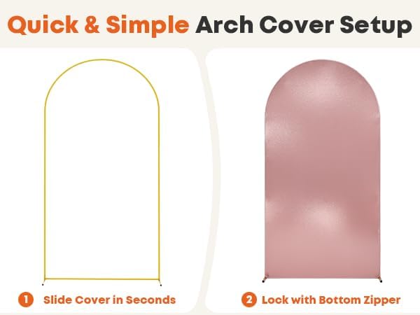 Rose Gold Shimmer Arch Backdrop Cover 6ft/6.6ft/7.2ft 3Set with Zipper,Thick Soft Stretchy Sequin Glitter Spandex Fitted Chiara Cover for Wedding Birthday Baby Shower Graduation Party Photo Backdrop