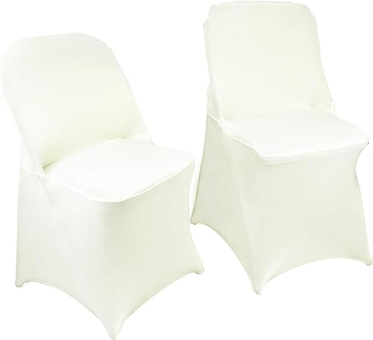 10PCS Stretch Spandex Folding Waterproof Chair Covers,Universal Fitted Chair Cover Protector for Wedding Party Banquet Holidays Celebration Decoration(Ivory)