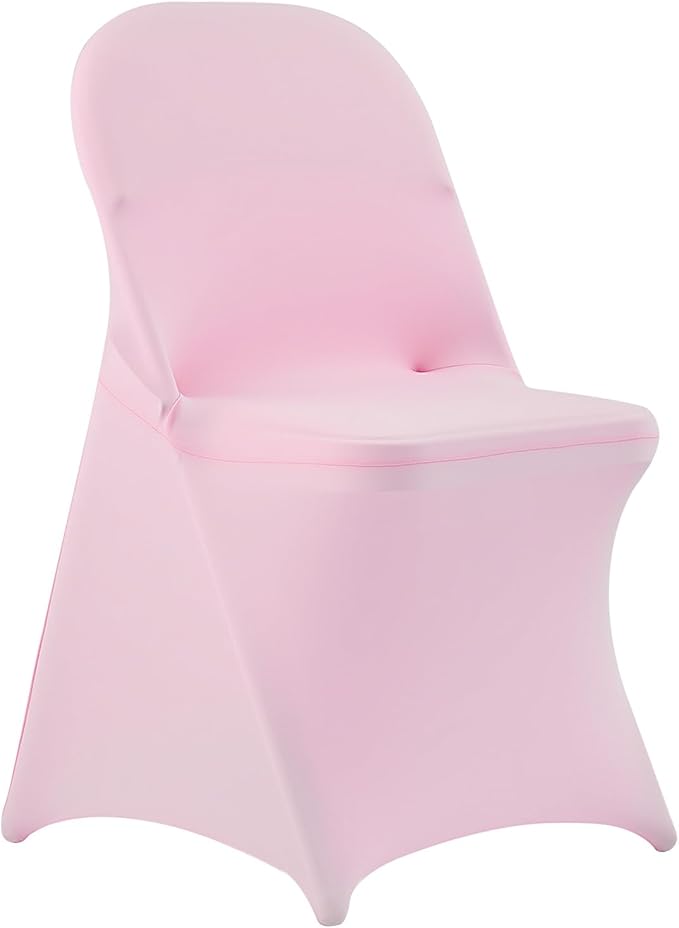 VEVOR Chair Covers, Polyester Spandex Chair Cover, Stretch Slipcovers for Wedding Party Dining Banquet Flat-Front Chair Covers (Pink-c, 50PCS)