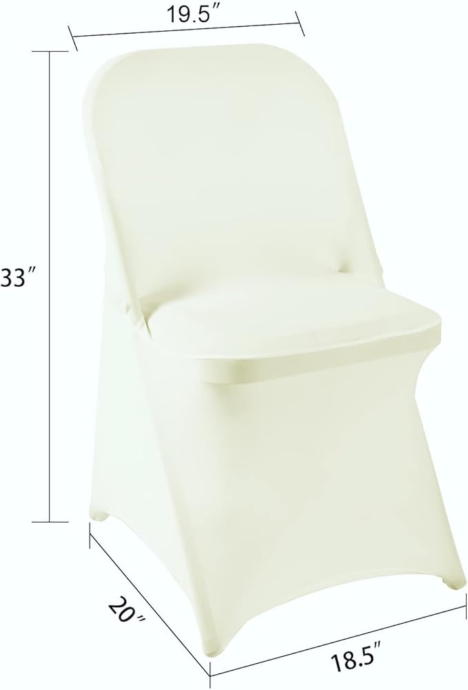 Howhic Folding Chair Covers for Party 12pcs, Ivory Universal Spandex Chair Covers for Folding Chairs, Stretchy Fitted Chair Covers for Wedding, Party, Banquet, Conference (12pcs, Ivory)