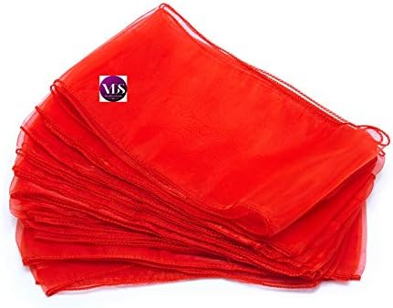 VDS Pack of 250 Organza Chair Sashes for Weddings & Events Décor | Sheer Shiny Dining Chair Bows for Banquet, Party, Reception | Reusable Decorative Sash for Folding & Chiavari Chairs - Red