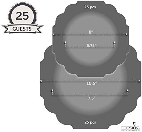 OCCASIONS Pink Plastic Plates - 50 Plates Pack (25 Guests) Heavyweight Disposable Dinner & Dessert Plate Set for Wedding, Party, Baby Shower (25x10.5" + 25x8") Imperial in Blush Pink & Gold