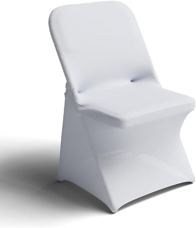 30 PCS White Folding Chair Covers for Party Spandex Stretch Chair Cover Durable, Washable Slipcovers, Universal Fit for Weddings, Dining, Events Decor