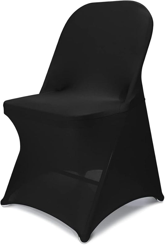 Babenest 100PCS Spandex Folding Chair Covers, Halloween Upgraded Universal Stretch Washable Fitted Chair Slipcovers Protector for Wedding, Holidays, Banquet, Party, Celebration (Black)