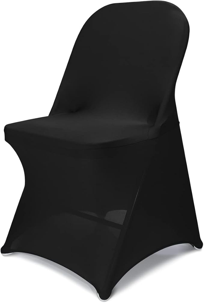 Babenest Spandex Folding Chair Covers - 30PCS Halloween Upgraded Universal Stretch Washable Fitted Chair Slipcovers Protector for Wedding, Holidays, Banquet, Party, Celebration (Black)
