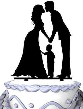 Meijiafei Bride and Groom with Little Boy -Happy Family Cake Topper Anniversary Day Cake Topper