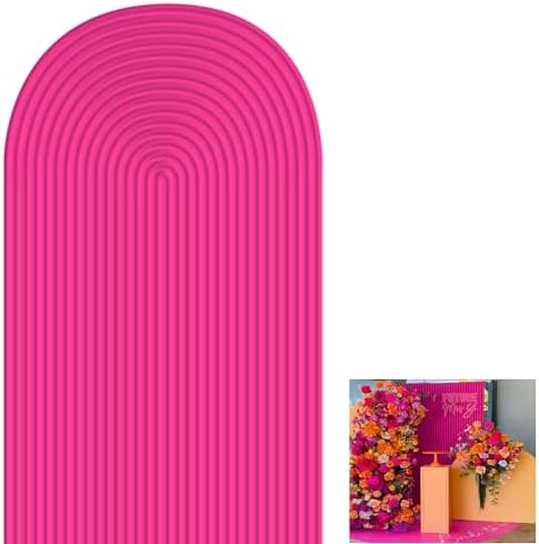 2D Printed Ripples Party Arch Covers Arched Backdrop Cover Stretchy Cover for Party Decoration Round Top Frame Spandex Cover (Deep pink458,7.2x4ft)