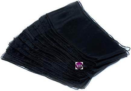 VDS Pack of 25 Organza Chair Sashes for Weddings & Events Décor | Sheer Shiny Dining Chair Bows for Banquet, Party, Reception | Reusable Decorative Sash for Folding & Chiavari Chairs - Black
