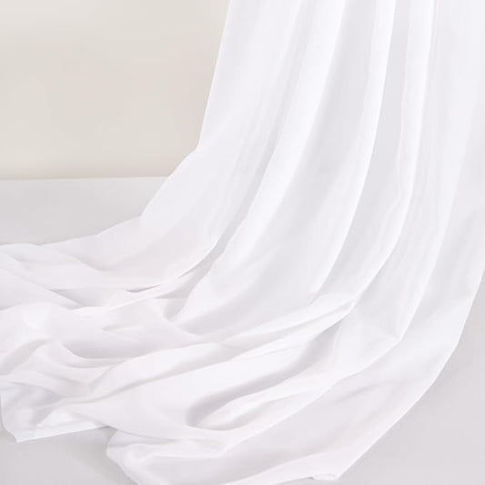 MLMC White Chiffon Fabric by The Yard Pre-Cut Sheer Chiffon Arch Fabric 10 Yards Airy Continuous Draping Panels 60 inch Wide for Wedding Backdrop Craft Ceiling Decor