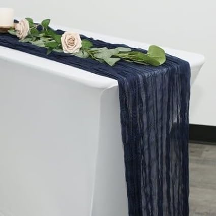20 Pack Navy Blue Cheesecloth Table Runner 10FT Boho Gauze Fabric Cheese Cloth Table Runners for Wedding ,Party,Baby Shower, Bridal Party, Rustic Farmhouse and Table Decorations
