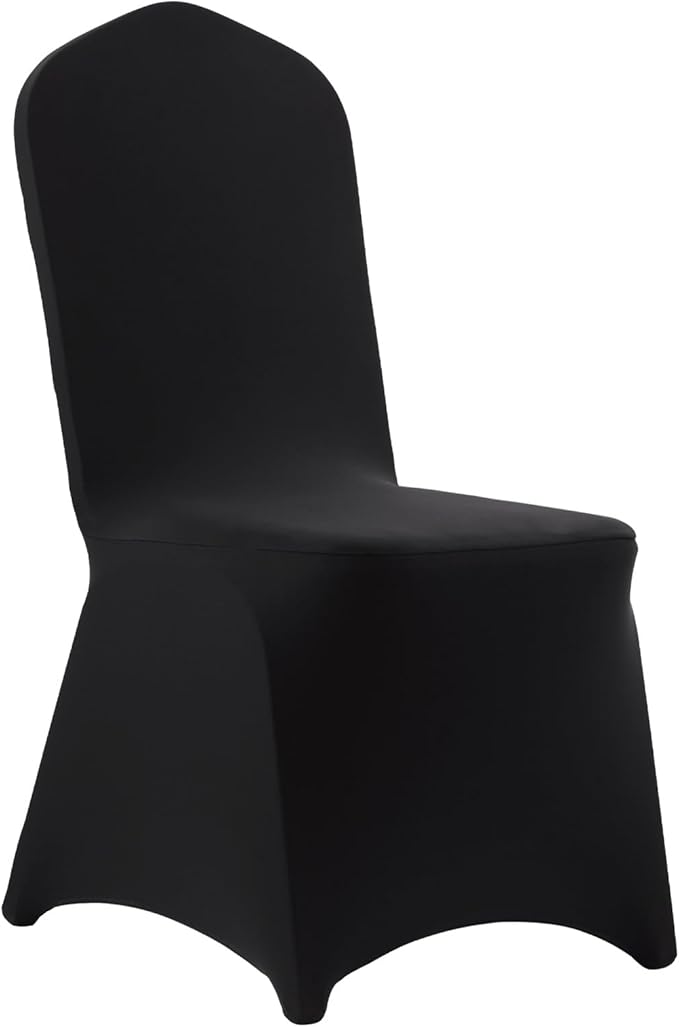 VEVOR Chair Covers, Polyester Spandex Chair Cover, Stretch Slipcovers for Wedding Party Dining Banquet Flat-Front Chair Covers (Black-a, 100PCS)