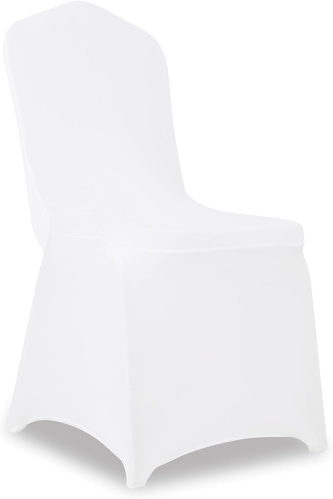 100 Pack White Stretch Polyester Spandex Chair Covers Universal Washable Removable Chair Slipcovers Protector for Wedding Banquet Events Party Dining Decoration