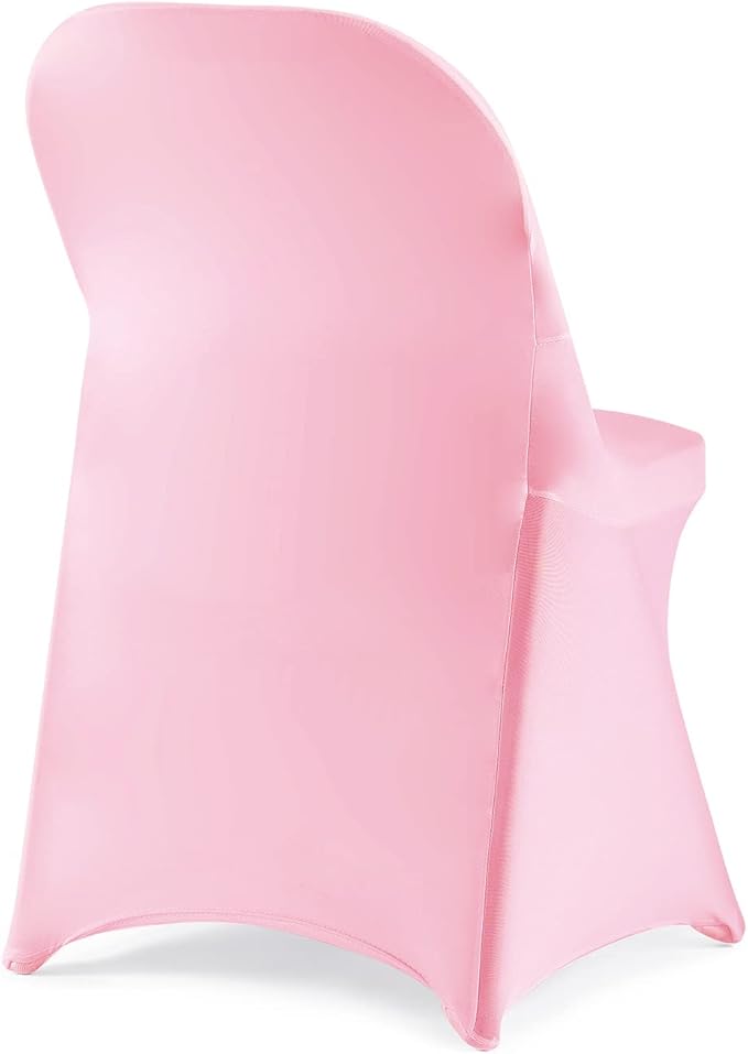 Howhic Folding Chair Covers for Party - 12pcs Pink Universal Spandex Fitted Chair Covers for Wedding, Banquet, Conference