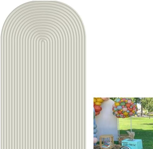 2D Printed Ripples Party Arch Covers Arched Backdrop Cover Stretchy Cover for Party Decoration Round Top Frame Spandex Cover (Ivory Cover455,5x2.2ft)