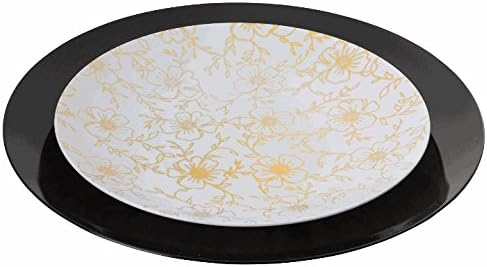 Trendables™ 60 - Pack Combo Premium Disposable Plastic Plates, Food Grade Plastic Dinner Plates - Versa Design Includes: 20 x 10.25" Dinner Plates - 20 x 8" Salad - 20 x 24 oz. Salad/Soup Bowls
