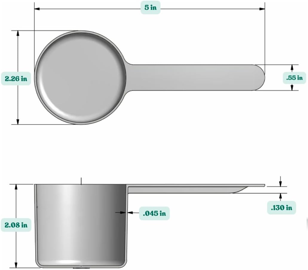 1/2 Cup (4 Oz. | 118.4 mL) Long Handle Scoop for Measuring Coffee, Pet Food, Grains, Protein, Spices and Other Dry Goods (Pack of 100)