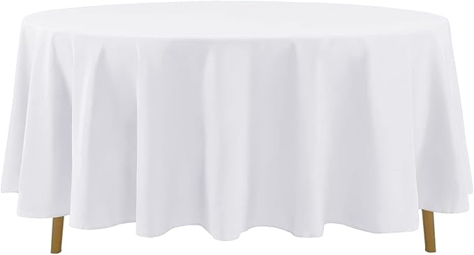 6 Pack White Round Tablecloths 108 Inches Table Cloth Stain and Wrinkle Resistant Washable Polyester Table Cover Fabric for Party, Wedding,Dining,and Banquet Decoration