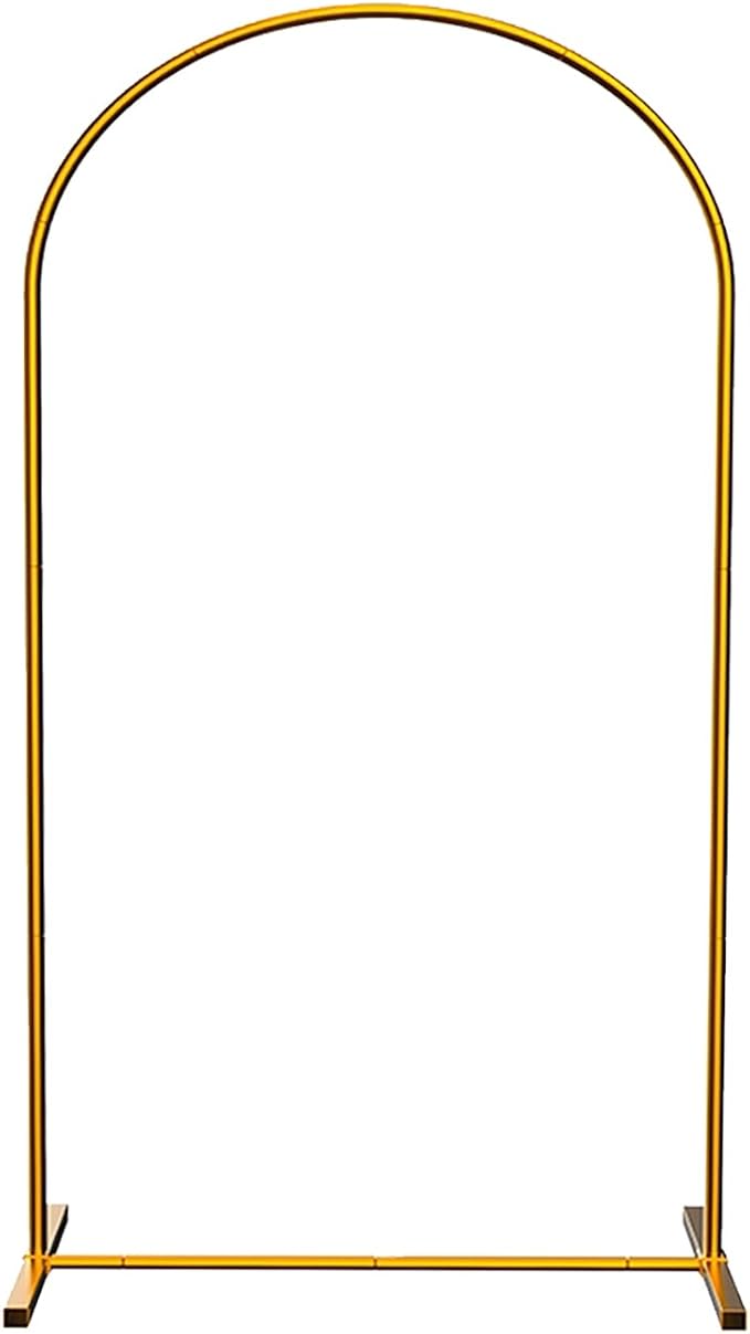 LANGXUN Gold Metal Arch Backdrop Stand Set, 7.2ft / 6.6ft / 6ft Balloon Arch Frame for Wedding Birthday Party Baby Shower Graduation Anniversary Decoration (6.6ft 1 pc)
