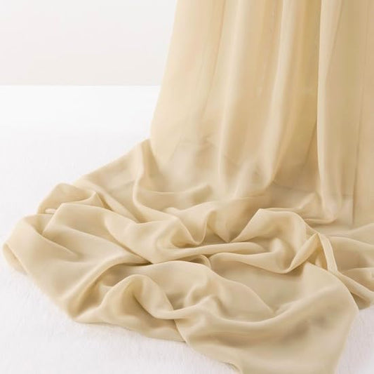 MLMW Chiffon Fabric Sheer Fabric by the Yard 5 Yards 60" Wide Champagne Wedding Arch Draping Fabric Tulle Fabric for Party Backdrop Curtain Arch Ceiling Decor