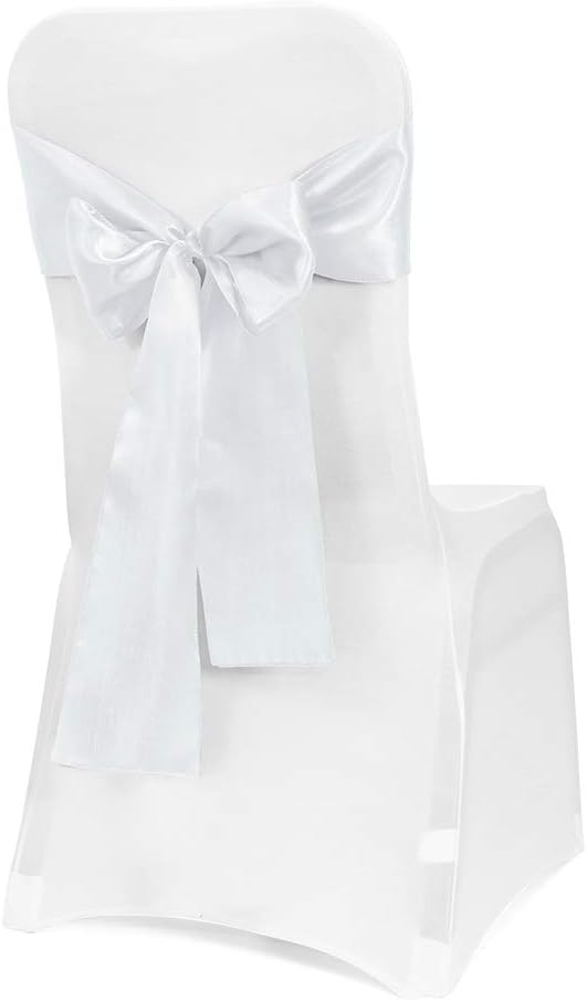 Obstal 50 PCS Satin Chair Sashes Bows for Wedding Reception- Universal Chair Cover Back Tie Supplies for Banquet, Party, Hotel Event Decorations